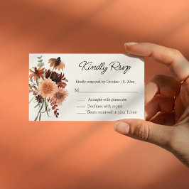 elegant akvarell höst blommande rsvp bröllop chic tilläggskort