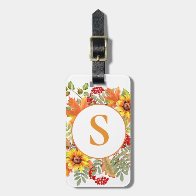 Elegant akvarell höst blomster  bagagebricka (Vertikal Framsida)