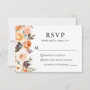 Elegant akvarell höstblomma bröllop OSA kort