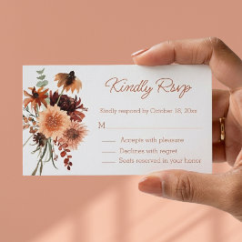 elegant akvarell höstblomma rsvp bröllop  tilläggskort
