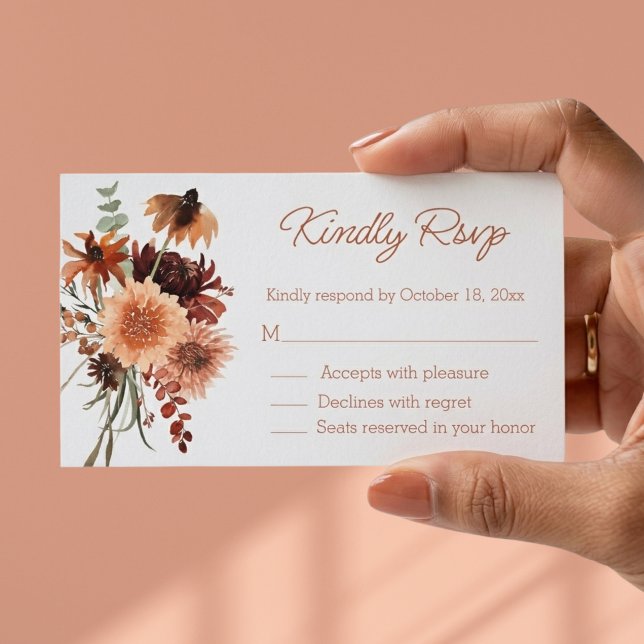 elegant akvarell höstblomma rsvp bröllop  tilläggskort (Skapare uppladdad)