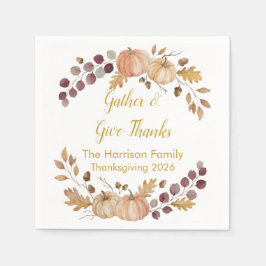 Elegant akvarell höstpumpa Thanksgiving Cus Pappersservett