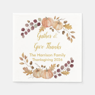 Elegant akvarell höstpumpa Thanksgiving Cus Pappersservett