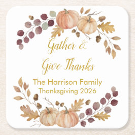 Elegant akvarell höstpumpa Thanksgiving Cus Underlägg Papper Kvadrat