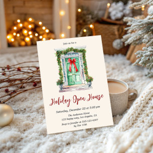 Elegant akvarell jul öppen hus jul inbjudningar