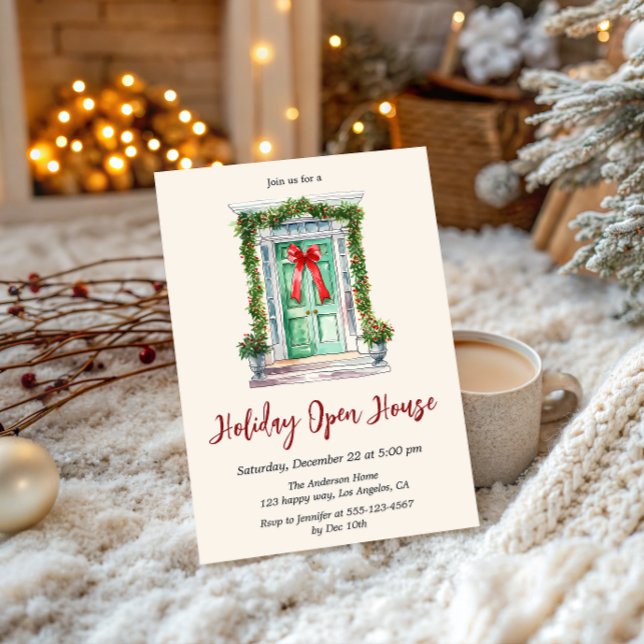 Elegant akvarell jul öppen hus jul inbjudningar (Skapare uppladdad)