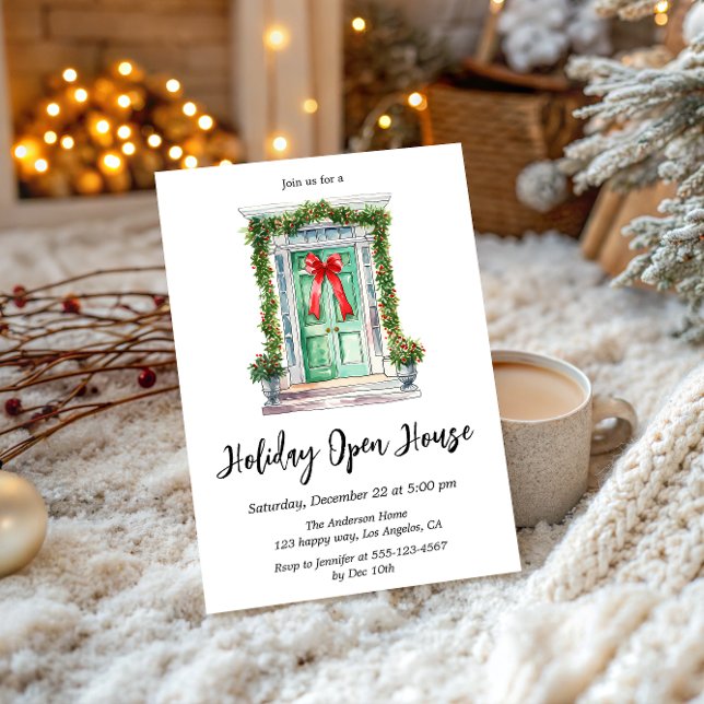 Elegant akvarell jul öppen hus jul inbjudningar (Skapare uppladdad)