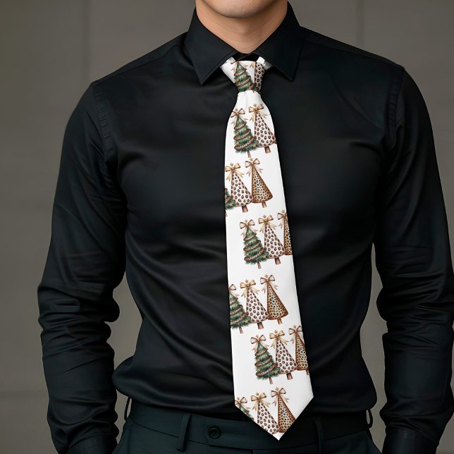 Elegant akvarell-julgran i jordnära färger halsduk slips (Chic watercolor Christmas trees earthy colors tie)