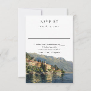 Elegant akvarell Lake Como Italien Bröllop OSA Kort