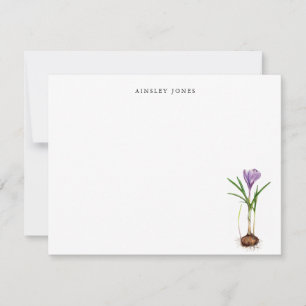 Elegant akvarell Lila krokus vårblomma Inte Anteckningskort
