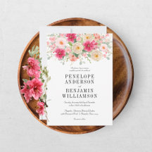 Elegant akvarell ljusröd blomsterbröllop