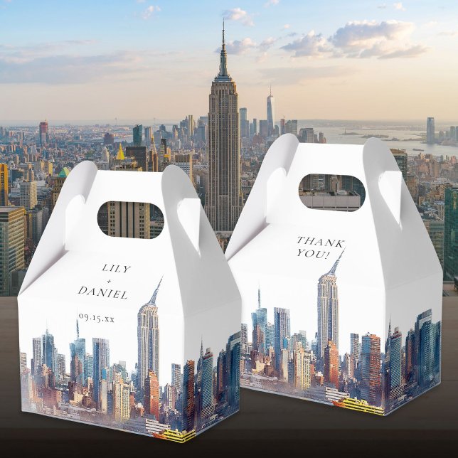 Elegant akvarell New York City bröllop Presentaskar (Elegant Watercolor New York City Wedding Favor Boxes)