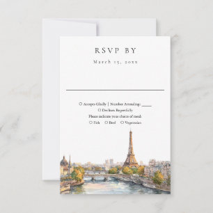 Elegant akvarell Paris Frankrike bröllop OSA Kort