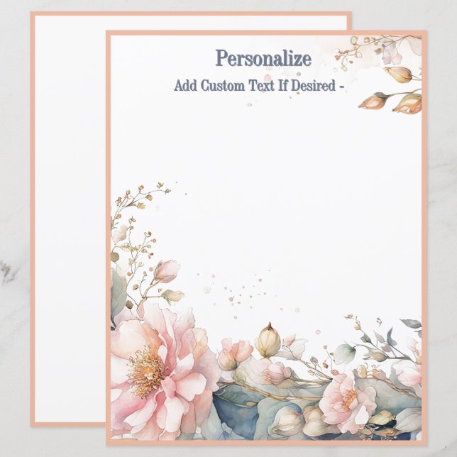 Elegant akvarell Pastell Blommig Personlig (Fram/baksida)