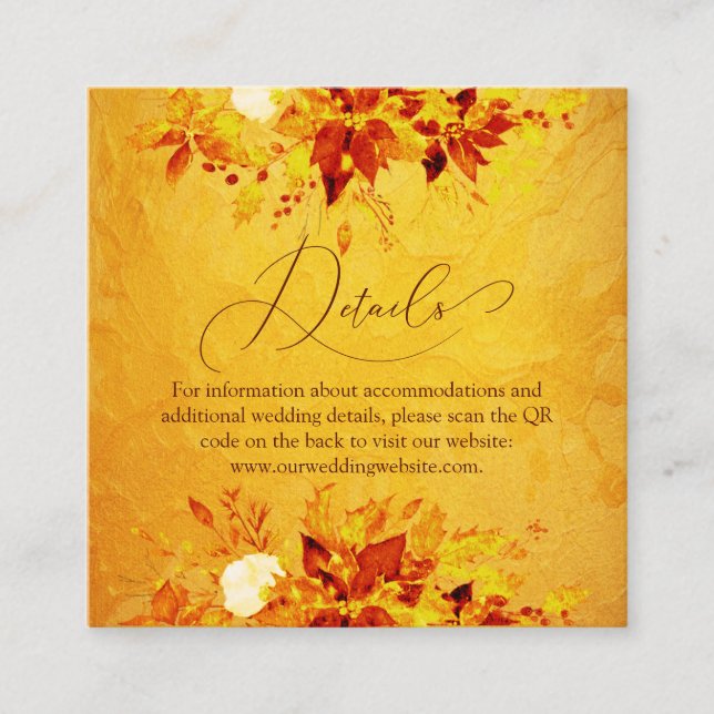 Elegant akvarell Röd Poinsettia QR-kod Bröllop Tilläggskort (Framsida)