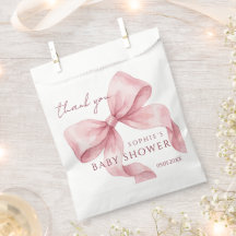 Elegant akvarell Rosa Babyshower med Rosett