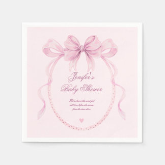 Elegant akvarell rosa båge baby shower-fest  pappersservett