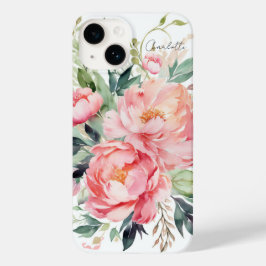 Elegant akvarell Rosa Blommig Personlig Namn