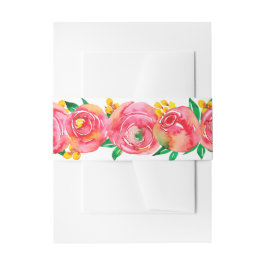 Elegant akvarell Rosa Blommor Inbjudan Mag Band För Inbjudningskort