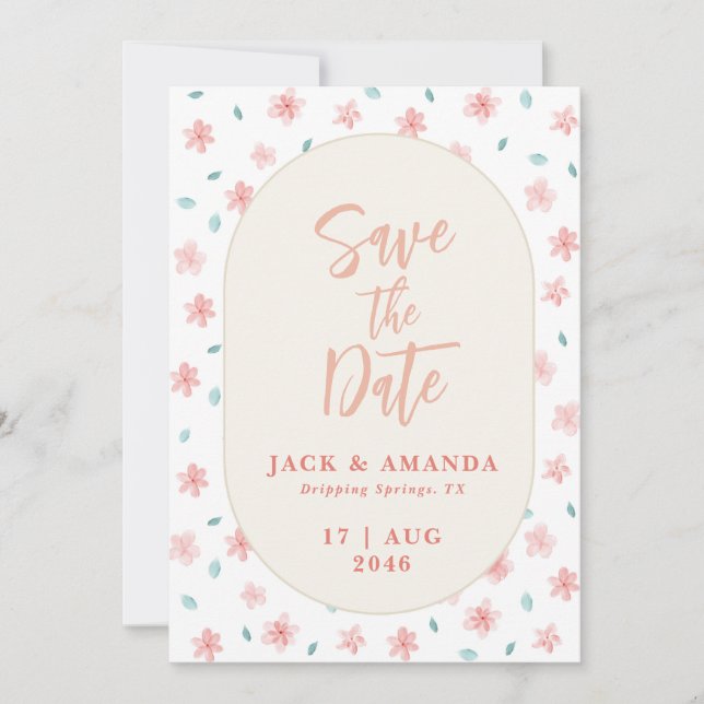 Elegant akvarell rosa blomsterlig bröllops kallels inbjudningar (Framsida)