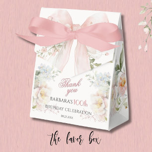 Elegant akvarell Rosa Bow Floral 100-årsdag Presentaskar