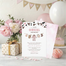 Elegant Akvarell Rosa Liten Cowgirl Baby Shower