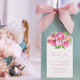 Elegant akvarell rosa peony | Bröllopsblommor Presentetikett