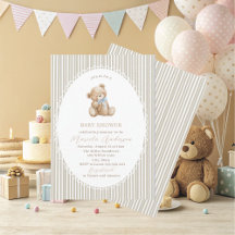 Elegant akvarell Teddybjörn blå rosett Baby Shower