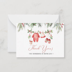 Elegant akvarell Tomte bebis jul Bebis shower Anteckningskort