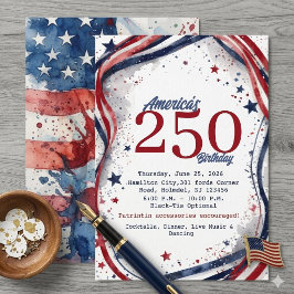 Elegant akvarell USA Flagga Amerika 250-årsdag Inbjudningar