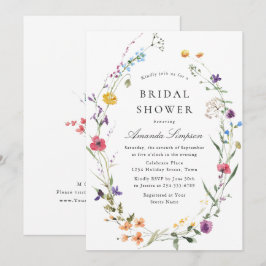 Elegant akvarell vilda blommor bröllopsdusch inbjudningar