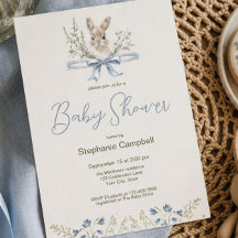 Elegant akvarell vilda blommor kanin baby shower