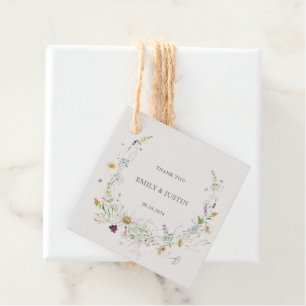 Elegant akvarell vildblomma beige tack gåvor etiketter