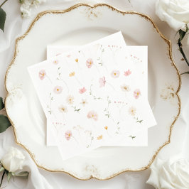 Elegant akvarell vildblomma blommande baby shower pappersservett