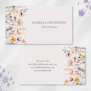 Elegant akvarell vildblomma blomster visitkort
