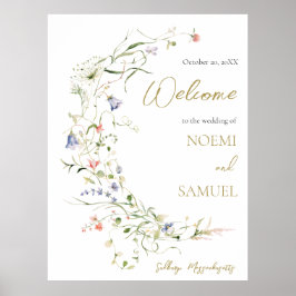 Elegant akvarell vildblomma bröllop välkomna poster