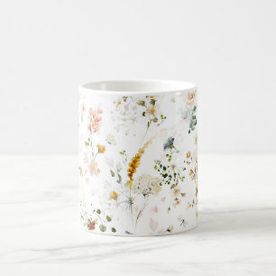 Elegant akvarell vildblomsterträdgård  kaffemugg