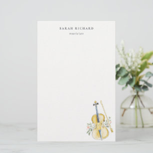 Elegant akvarell violinmusiker musiklärare brevpapper