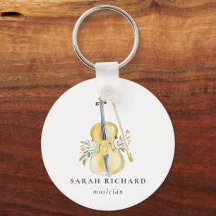Elegant akvarell violinmusiker musiklärare nyckelring