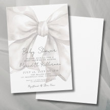 Elegant akvarell vit rosett baby shower