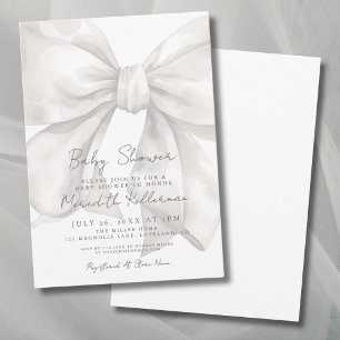 Elegant akvarell vit rosett baby shower inbjudningar