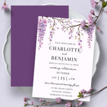 Elegant akvarell Wisteria-gren Trädgård Bröllop