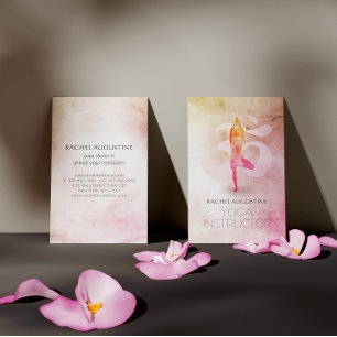 Elegant akvarell yogameditationspose Om-symbol Visitkort