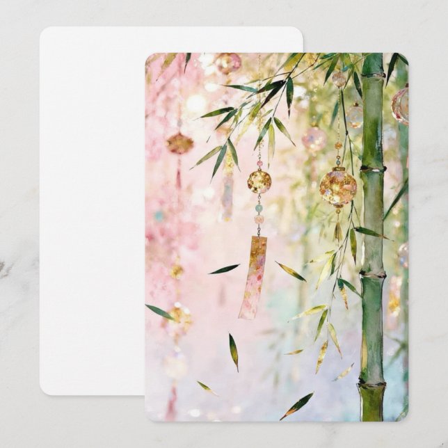 Elegant akvarellbambu & blomjournal | Mjuk  (Fram/baksida)