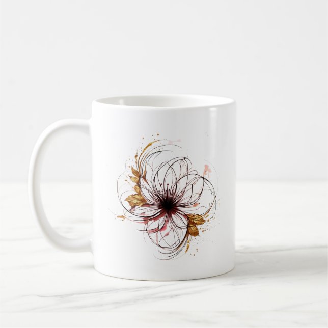 Elegant akvarellblomma konst  kaffemugg (Vänster)