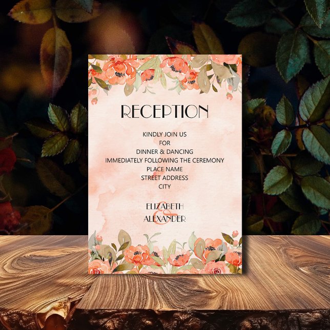 Elegant akvarellblomma vid mottagning tilläggskort (Watercolor Floral Wedding Reception Enclosure Cards)