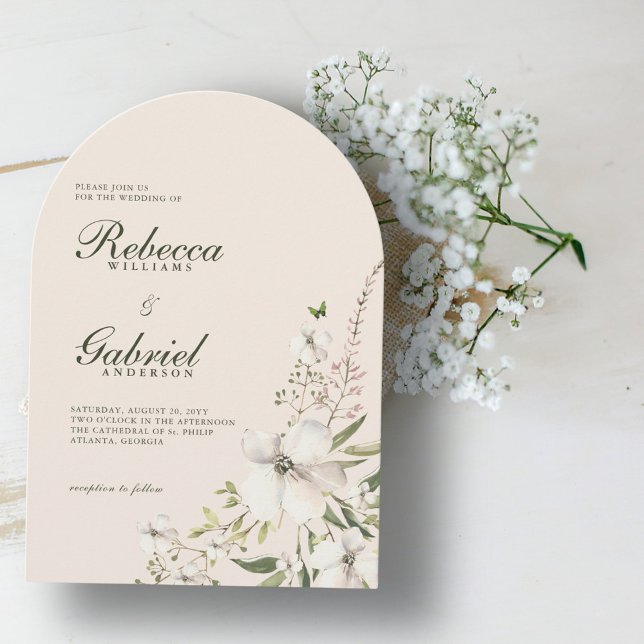 Elegant akvarellblommig valvig vigsel inbjudningar (Skapare uppladdad)