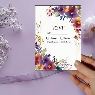 Elegant akvarellblommor RSVP-kort OSA Kort