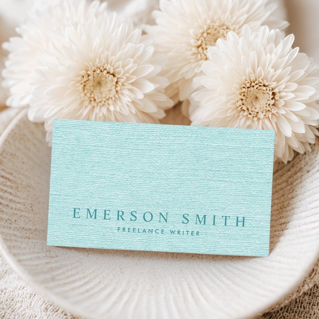 Elegant akvasblått ljus visitkort (Elegant aqua blue linen look classy business card)