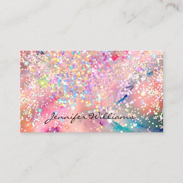 Elegant Alcohol Bläck HoloGraph Glitter Modern Visitkort (Framsida)